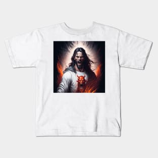 Jesus Christ and the Angry Devil in an iconic infernal moment Kids T-Shirt